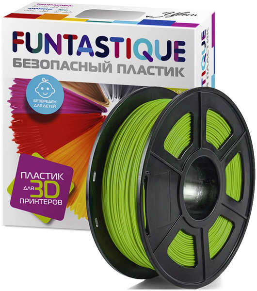 Пластик в катушке Funtastique PLA,1.75 мм,1 кг, цвет салатовый PLA 1.75 мм 1 кг цвет салатовый 27907898