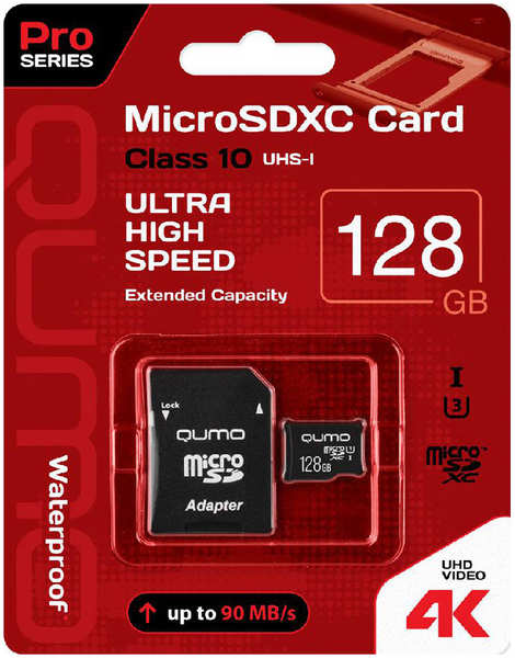 Карта памяти QUMO MicroSDXC 128 GB UHS-I U3 Pro 27958148