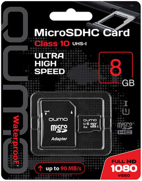 Карта памяти QUMO MicroSDHC 8GB Class 10 UHS I 27958728