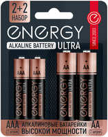 Батарейки алкалиновые Energy Ultra LR6+LR03 / 4B (АА+ААА), 4 шт. Ultra LR6+LR03 / 4B (АА+ААА) 4 шт.
