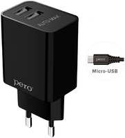 СЗУ Pero TC02, 2USB, 2.1A, c кабелем Micro USB в комплекте, черный TC02 2USB 2.1A c кабелем Micro USB в комплекте черный