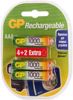 Аккумуляторная батарейка GP ААА (HR03) 1000 мАч, 6 шт. GP100AAAHC4 / 2FR-2CR6 ААА (HR03) 1000 мАч 6 шт. GP100AAAHC4 / 2FR-2CR6