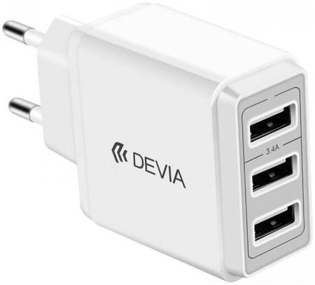Сетевое зарядное устройство Devia Smart Charger 3USB 17W - White