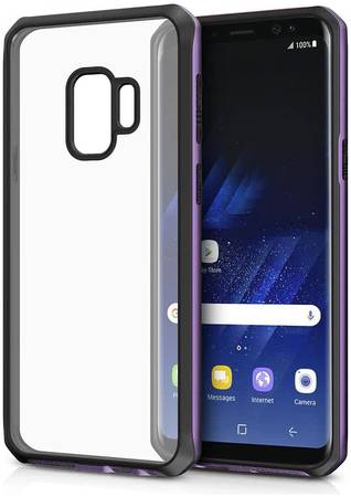 Чехол-накладка ITSKINS HYBRID EDGE для Samsung Galaxy S9 чёрный/фиолетовый/прозрачный