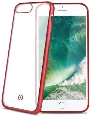 Чехол-накладка Celly Laser Matt для Apple iPhone 7/8 прозрачный, красный кант