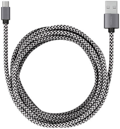 Кабель Rombica Digital AB-04 XXL USB - micro USB текстиль 3м черно-белый 29760161
