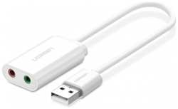 Адаптер UGREEN USB C - AUX Jack 3.5 мм (f), цвет белый (30143)