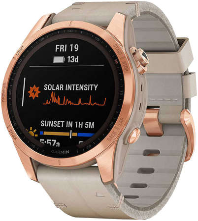 Умные часы Garmin Fenix 7S Sapphire Solar 42mm , с ремешком Sandy Leather
