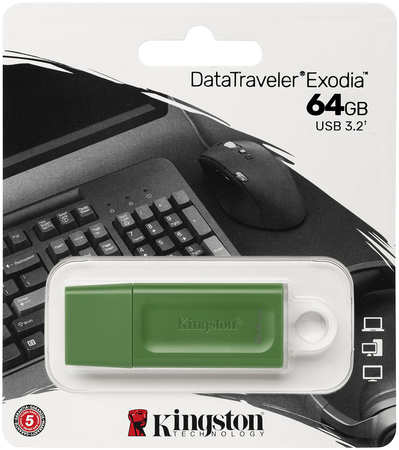USB-накопитель Kingston DataTraveler Exodia 64GB USB 3.2 Gen 1 Green 31104880