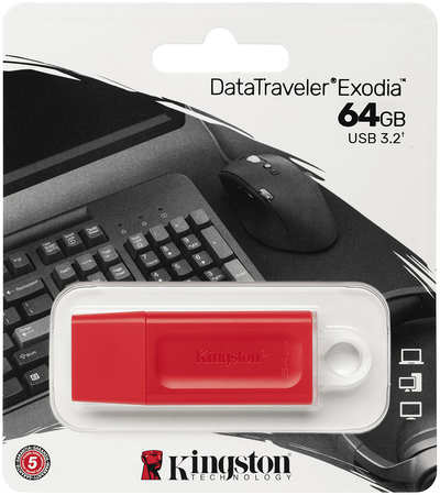 USB-накопитель Kingston DataTraveler Exodia 64GB USB 3.2 Gen 1 Red 31104883