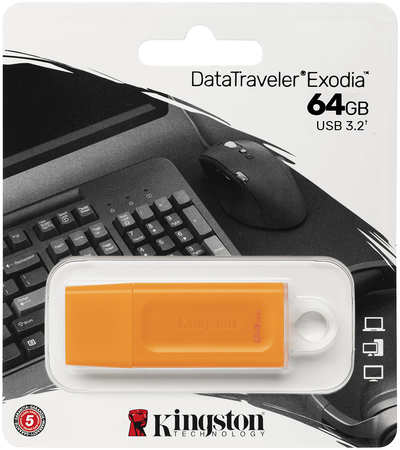 USB-накопитель Kingston DataTraveler Exodia 64GB USB 3.2 Gen 1 Orange 31104889