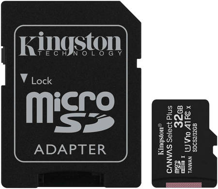 Карта памяти Kingston Canvas Select Plus microSDHC UHS-I Class 10 32GB с адаптером 31668561