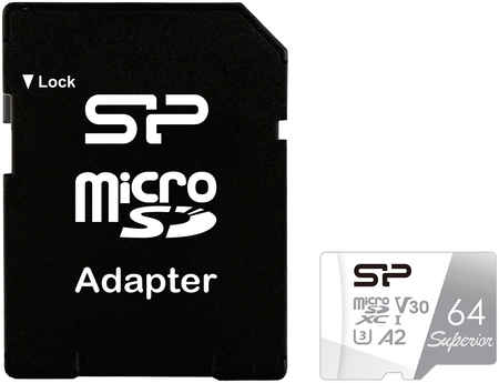 Карта памяти Silicon Power Superior DA2 microSDXC UHS-I Class 10 64GB с адаптером 31694007