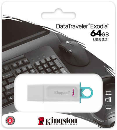 USB-накопитель Kingston DataTraveler Exodia 64GB White 31699829