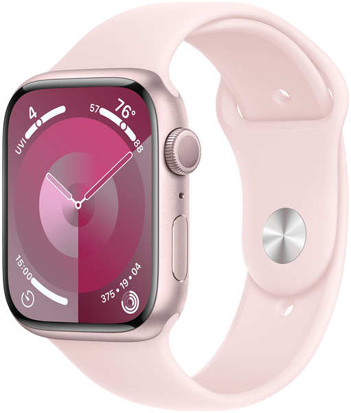 Умные часы Apple Watch Series 9, 45mm Aluminum , с розовым ремешком M/L
