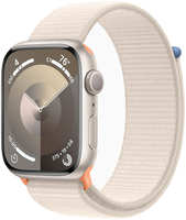 Умные часы Apple Watch Series 9, 45mm Aluminum Starlight, с бежевым Textile ремешком