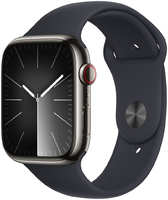 Умные часы Apple Watch Series 9 GPS + Cellular, 45mm Stainless Steel , с чёрным ремешком S/M