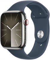 Умные часы Apple Watch Series 9 GPS + Cellular, 45mm Stainless Steel , с синим ремешком S/M