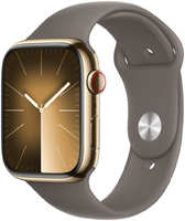 Умные часы Apple Watch Series 9 GPS + Cellular, 45mm Stainless Steel , с коричневым ремешком S/M