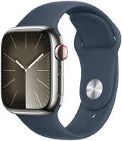 Умные часы Apple Watch Series 9 GPS + Cellular, 41mm Stainless Steel , с синим ремешком S/M