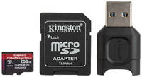 Карта памяти Kingston React Plus microSDXC UHS-II U3 V90 A1 256GB с адаптером и кардридером