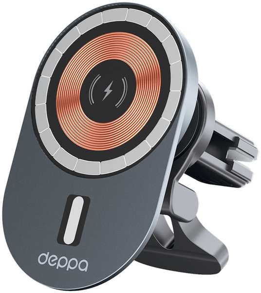 Автомобильный MagSafe-держатель с беспроводной зарядкой на вентиляционную решётку Deppa Crystal Slim Qi 3362062