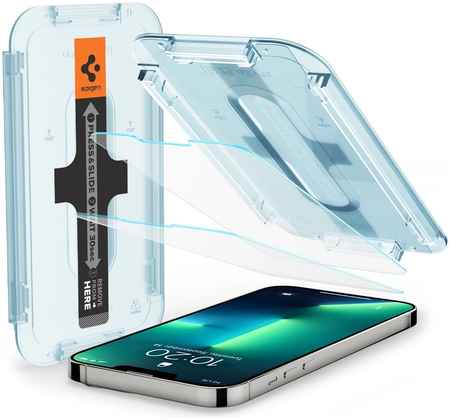 Защитное стекло с установочной формой Spigen GLAS.tR SLIM EZ FIT для iPhone 13 и 13 Pro (2.5D, 9H; олеофобное покрытие; комплект — 2 шт.)