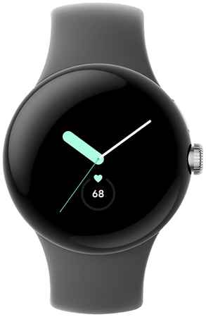 Умные часы Google Pixel Watch, Wi-Fi, «полированный серебристый» корпус, ремешок угольно-серого цвета 3385664