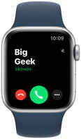 Часы Apple Watch SE, 40 мм, алюминий серебристого цвета, спортивный ремешок цвета «синий омут» (2020)
