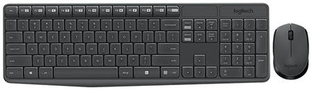 Комплект клавиатура и мышь Logitech MK 235 Wireless Desktop серый 348446610271