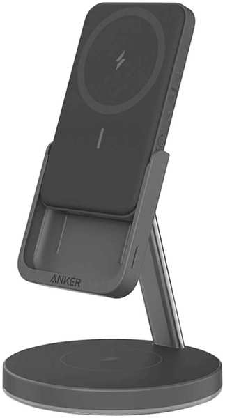 Беспроводное зарядное устройство Anker PowerWave Mag-Go Stand 2в1 черный 348446924488