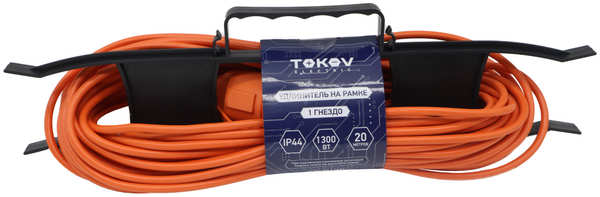 Удлинитель-шнур Tokov Electric на рамке 20 м без заземления сечение 2х0,75 мм² с защитной крышкой