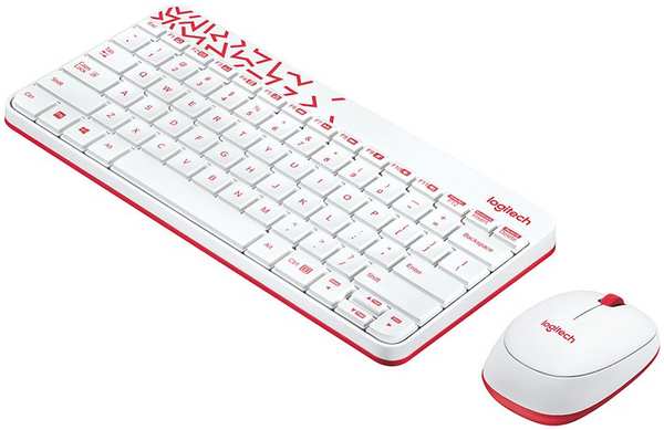 Клавиатура и мышь Logitech Комплект (клавиатура+мышь) MK240 USB беспроводной Бело красный 3601963