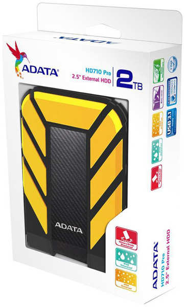 Внешний жесткий диск(HDD) Adata Внешний жесткий диск A-Data DashDrive Durable HD710Pro 2Тб Черный желтый 3613131