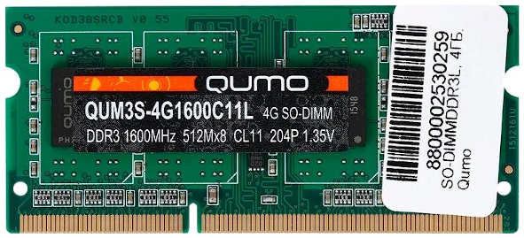 Оперативная память Qumo 4Gb DDR3 QUM3S-4G1600C11L