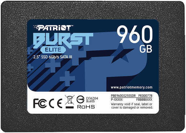 Твердотельный накопитель(SSD) Patriot Memory Patriot Burst Elite 960Gb PBE960GS25SSDR 3633007