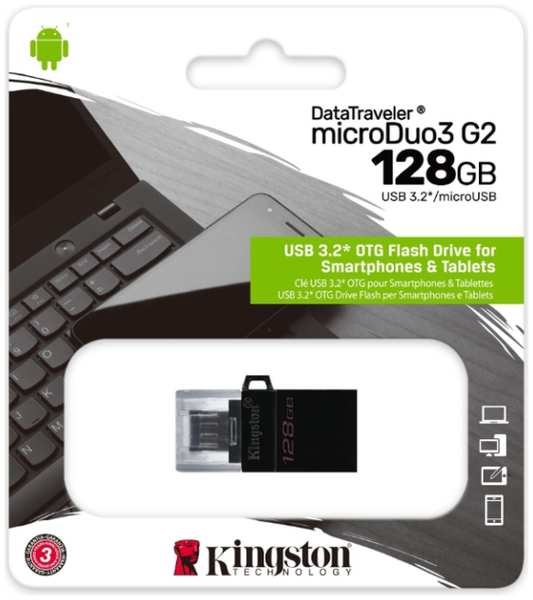 Флешка Kingston Flash OTG USB MicroDuo3 DTDUO3G2128GB 128Gb Черная 3633276