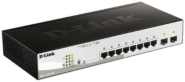 Коммутатор D-Link DGS-1210-10P FL1A 8G 2SFP 8PoE+ 65W управляемый 3634594