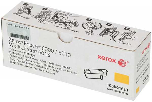 Картридж лазерный Xerox 106R01633 желтый (1000стр.) для Ph 6000 6010N WC 6015 3634701