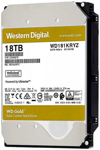 Жесткий диск(HDD) Western Digital WD SATA-III 18Tb WD181KRYZ (7200rpm) 512Mb 3.5