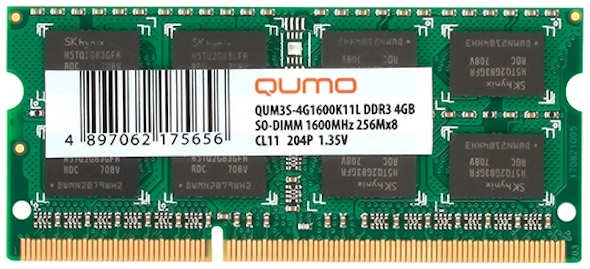 Оперативная память Qumo 4Gb DDR3 QUM3S-4G1600K11L 3639081
