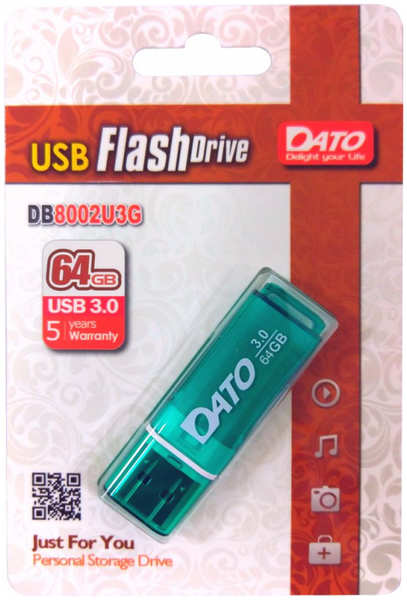 Флешка Dato DB8002U3-64 USB 3.0 64Gb Зеленая 3656151