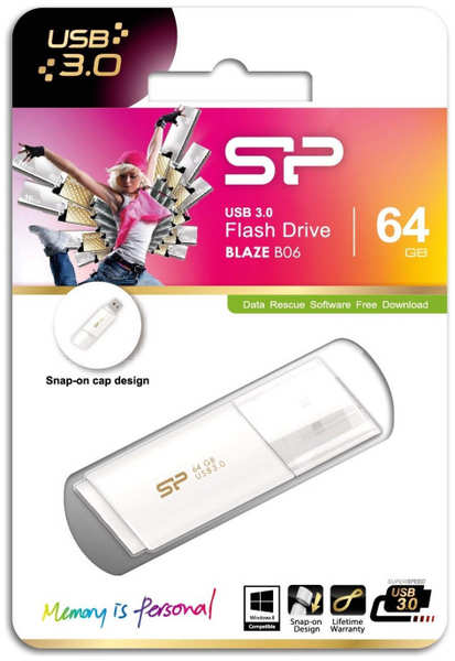 Флешка Silicon Power Blaze B06 USB 3.0 SP064GBUF3B06V1W 64Gb Белая 3656230