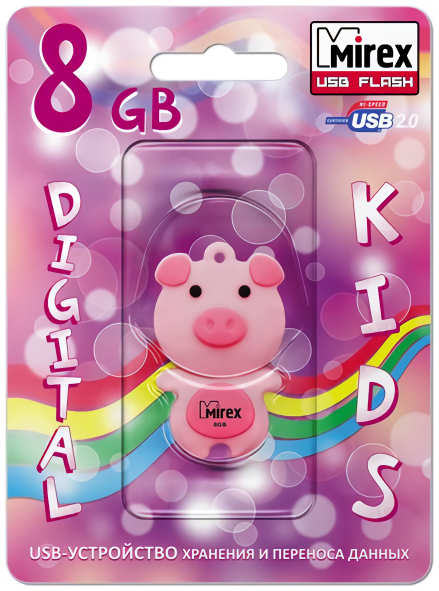 Флешка Mirex Pig USB 2.0 13600-KIDPIP08 8Gb Розовая