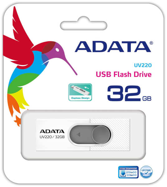 Флешка Adata UV220 USB 2.0 AUV220-32G-RWHGY 32Gb Белая 3656737