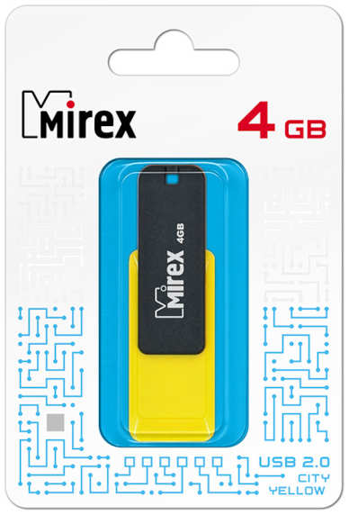 Флешка Mirex City USB 2.0 13600-FMUCYL04 4Gb Желтая