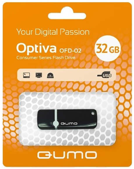 Флешка Qumo Optiva 02 USB 2.0 QM32GUD-OP2-BLACK 32Gb Черная 3656850