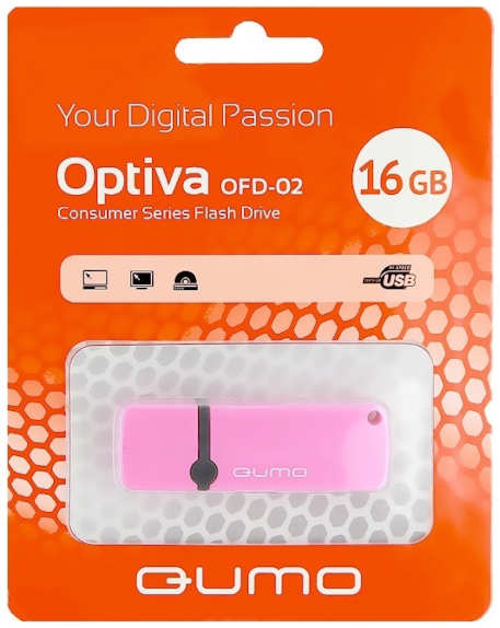 Флешка Qumo Optiva 02 QM16GUD-OP2-PINK 16Gb Розовая 3658921
