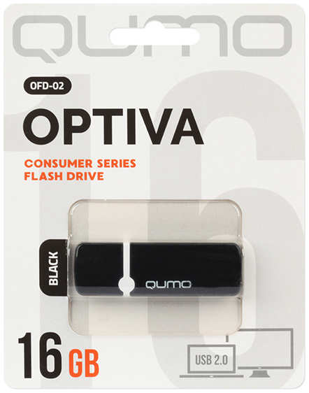 Флешка Qumo Optiva 02 QM16GUD-OP2-BLACK 16Gb Черная 3658960