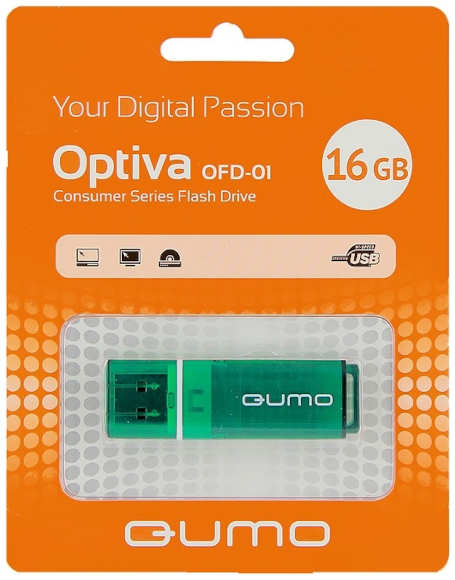 Флешка Qumo Optiva 01 QM16GUD-OP1-GREEN 16Gb Зеленая